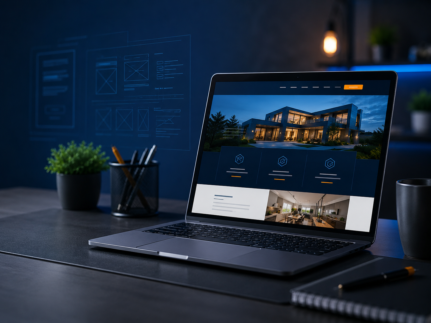 Nowoczesna strona internetowa na laptopie